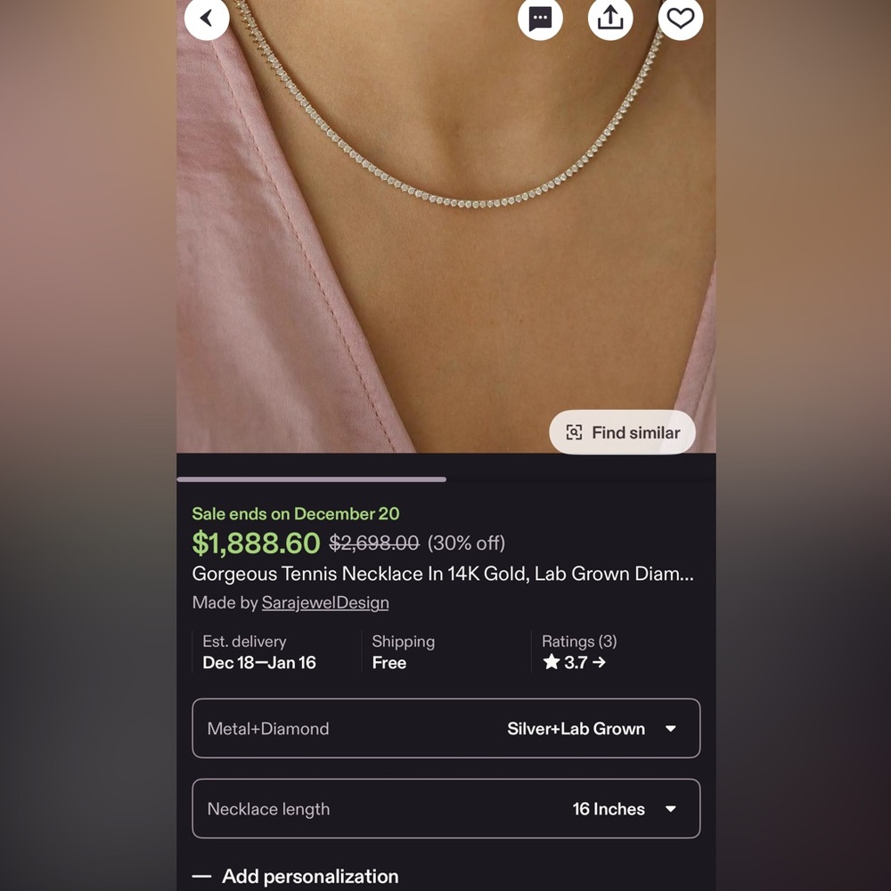 Tennis Necklace with Lab Grown Diamonds